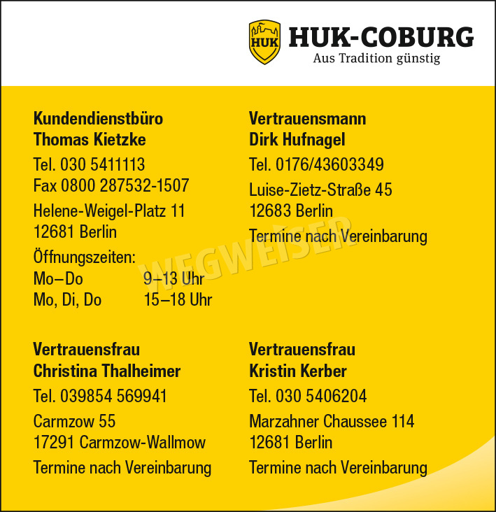 HUK-COBURG Versicherungen - Vertrauensmann Dieter 12683 Berlin Marzahn ...